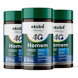 Kit 3x Multivitamínico Homem 40+ Ekobé 30 Cápsulas Imunidade e Energia