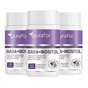 Kit 3x GABA + Inositol Purafor 60 Cápsulas | 300mg GABA + 500mg Inositol