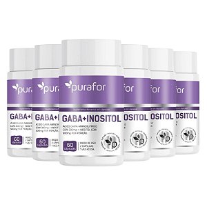 Kit 6x GABA + Inositol Purafor 60 Cápsulas | 300mg GABA + 500mg Inositol