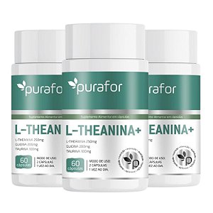 Kit 3x L-Teanina 250mg + Glicina e Taurina Purafor 60 Cápsulas