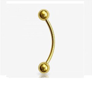 Piercing Sobrancelha em Ouro 18k Pino Curvado Bolinha