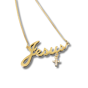 Colar Jesus - Banho de Ouro