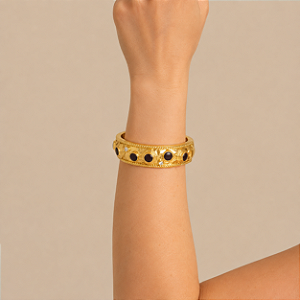 Bracelete Detalhado Marrom - Banho de Ouro