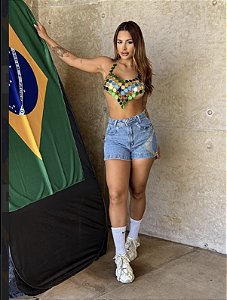 Top brilho Brasil espelhada u