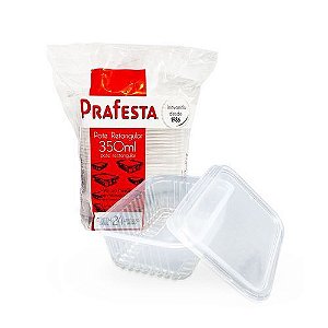 POTE RETANGULAR C/ TAMPA 350ML PRAFESTA C/ 24 UND