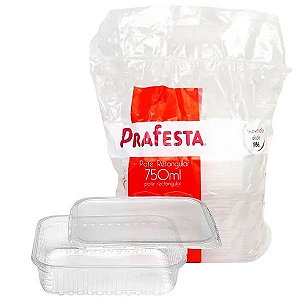 POTE RETANGULAR C/ TAMPA 750ML PRAFESTA C/ 24 UND