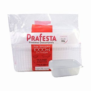 POTE RETANGULAR COM TAMPA 1000ML PRAFESTA 24 UNIDADES