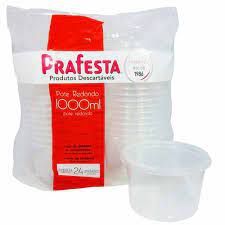 POTE REDONDO C/ TAMPA 1000ML PRAFESTA C/ 24 UND