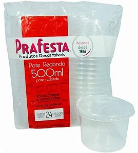 POTE REDONDO C/ TAMPA 500ML PRAFESTA C/ 24 UND