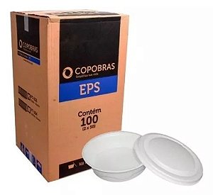KIT MARMITA ISOPOR BRANCA N7 QUADRADA COPOBRÁS 500ML 100 UND