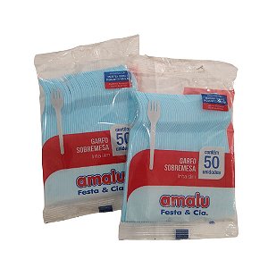 Garfo de sobremesa Azul claro sólido Amalu 50 unidades