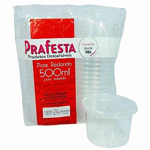 POTE REDONDO C/ TAMPA 500ML PRAFESTA CX 12X24 UND