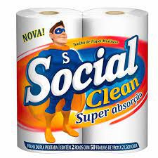 Papel Toalha Social Clean - Rolo 100 und