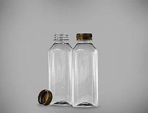 GARRAFA PET CRISTAL QUADRADA 500ML COM 100 UND