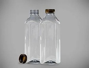 GARRAFA PET CRISTAL QUADRADA 1000ML COM 50 UND