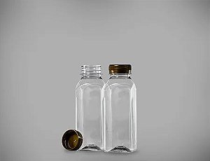 GARRAFA PET CRISTAL QUADRADA 300ML COM 100 UND