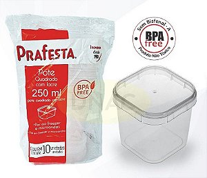 POTE C/LACRE QUADRADO 250 ML PRAFESTA C/10 UND