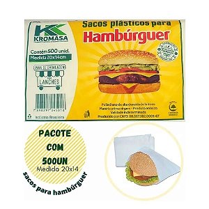 SACO PLÁSTICO DE HAMBÚRGUER 20X14 CM - 500 UND
