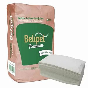 TOALHA INTERFOLHA BELIPEL PREMIUM 100% CELULOSE  C/1000 FOLHAS