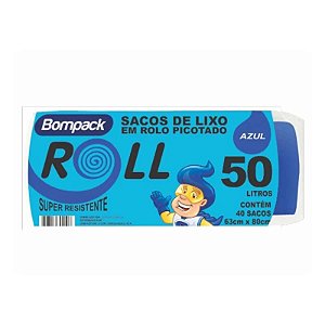 SACO DE LIXO BOMPACK 50LT ROLL AZUL C/40