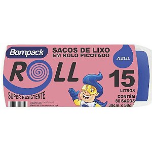 SACO DE LIXO BOMPACK 15LT ROLL AZUL C/80