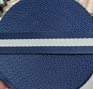 Alça Chic 3 cm Azul Marinho e Branco