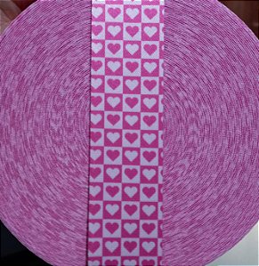 Alça Chic 4cm Estampada Coração Pink