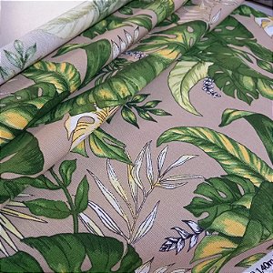 Tecido Sarja 100% Impermeável Estampa Folhas