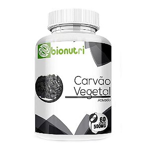 Carvão vegetal Ativo 60 caps 500 Mg - Bionutri