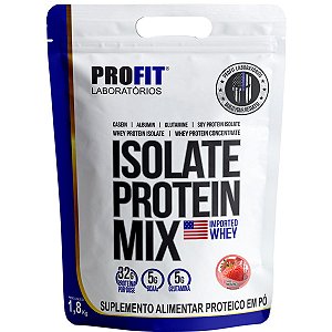 Isolate Whey Protein Mix Concentrado Isolado Morango 1,8Kg Refil - Profit