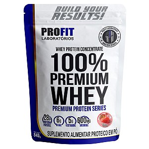 Whey Protein 100% Concentrado Premium Original Morango 840g - Profit