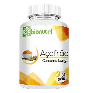 Curcuma Longa Açafrão Da Terra 100% Puro 60 Caps 500 mg - Bionutri