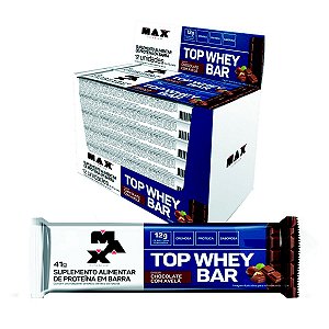 Barra de Proteína Top Whey Bar Chocolate com Avelã 12 Unidades - Max Titanium