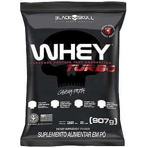 Whey Protein Turbo Nutri Concentrado Caveira Preta 900g Baunilha - Black Skull