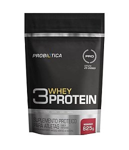 3 Whey Protein Refil Morango 825g - Probiotica