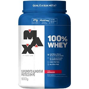 Whey Protein 100% - 900g - Morango - Max Titanium