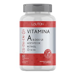 Vitamina A 8.000 UI Acetato de Retinol 60 Caps - Lauton
