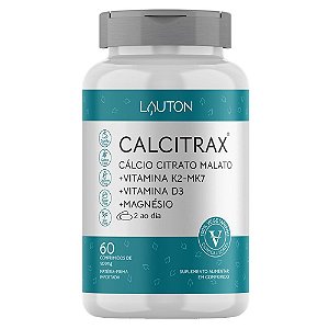 Calcitrax Cálcio Citrato Malato K2 MK7 60 Comprimidos - Lauton