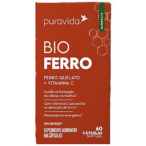 Bio Ferro Quelato Vitamina C 60 Capsulas Soft Gel - PuraVida