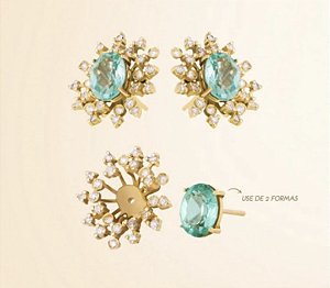 BRINCO E COLAR DE ESMERALDAS NATURAIS E DIAMANTES NATURAIS EM OURO AMARELO 18K.