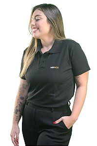 Camisa Polo Preta MRV&CO - Logo Branca Feminina