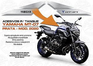 Jogo de Adesivos P/ Tanque Yamaha MT-07 mod. 2020 (PRATA)