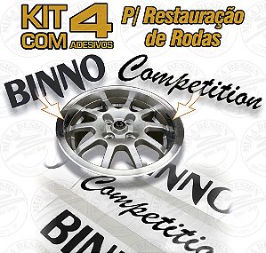 Kit 4 Adesivos BINNO COMPETITION p/ rodas - GRANDE / PRETO