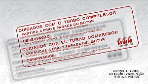 Adesivo CUIDADOS COM O TURBO COMPRESSOR p/ Ford F-1000 1993 à 1998 - MWM
