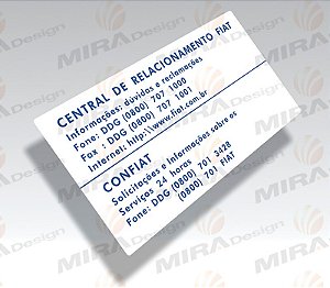 Adesivo CENTRAL DE RELACIONAMENTO FIAT - CONFIAT p/ Quebra-Sol