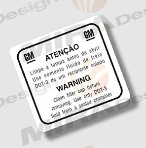 Adesivo DOT-3 LIMPE A TAMPA ANTES DE ABRIR (reservatório) GM