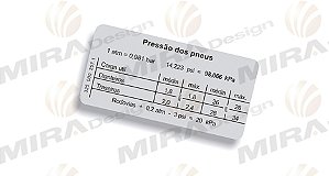 Adesivo Pressão Calibragem Pneus VW FUSCA ARO 15 - Todos