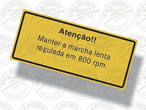 Adesivo MANTER MARCHA LENTA 800 RPM GM D-20 / Bonanza / Veraneio