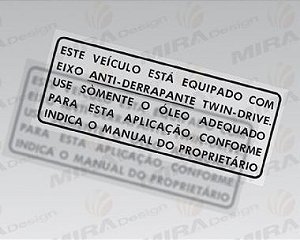 Adesivo VEÍCULO EQUIPADO C/ EIXO ANTI-DERRAPANTE FORD F-1000 F-100 p/ vidro