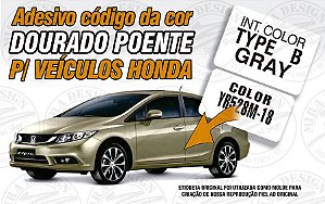 Adesivo Código Cor Dourado Poente YR528M-18 Veículos Honda